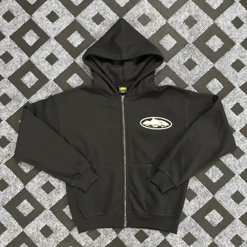 Island Puff Print Zip Hoodie