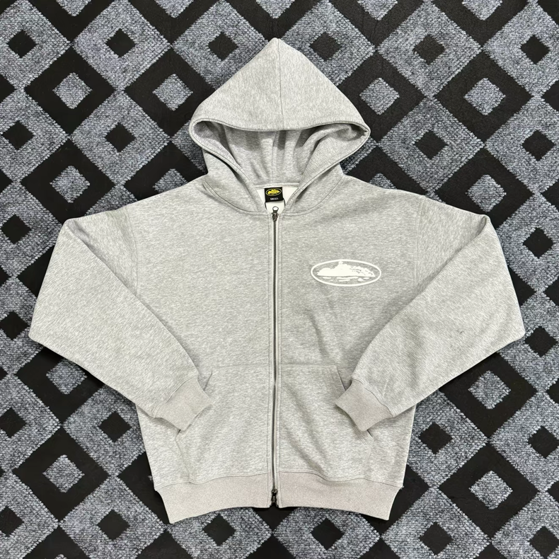 Island Puff Print Zip Hoodie