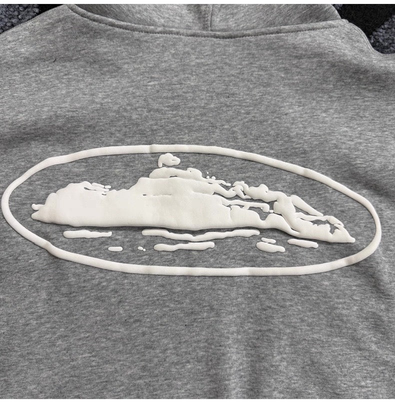 Island Puff Print Zip Hoodie